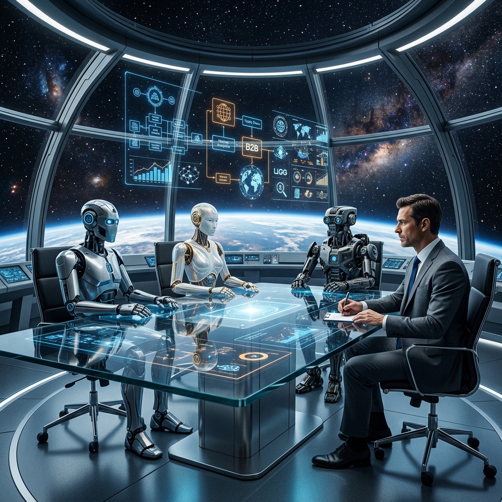 A messy whiteboard filled with failed AI business models being aggressively erased to reveal perfectly structured B2B automation pipelines mapping to high revenue targets