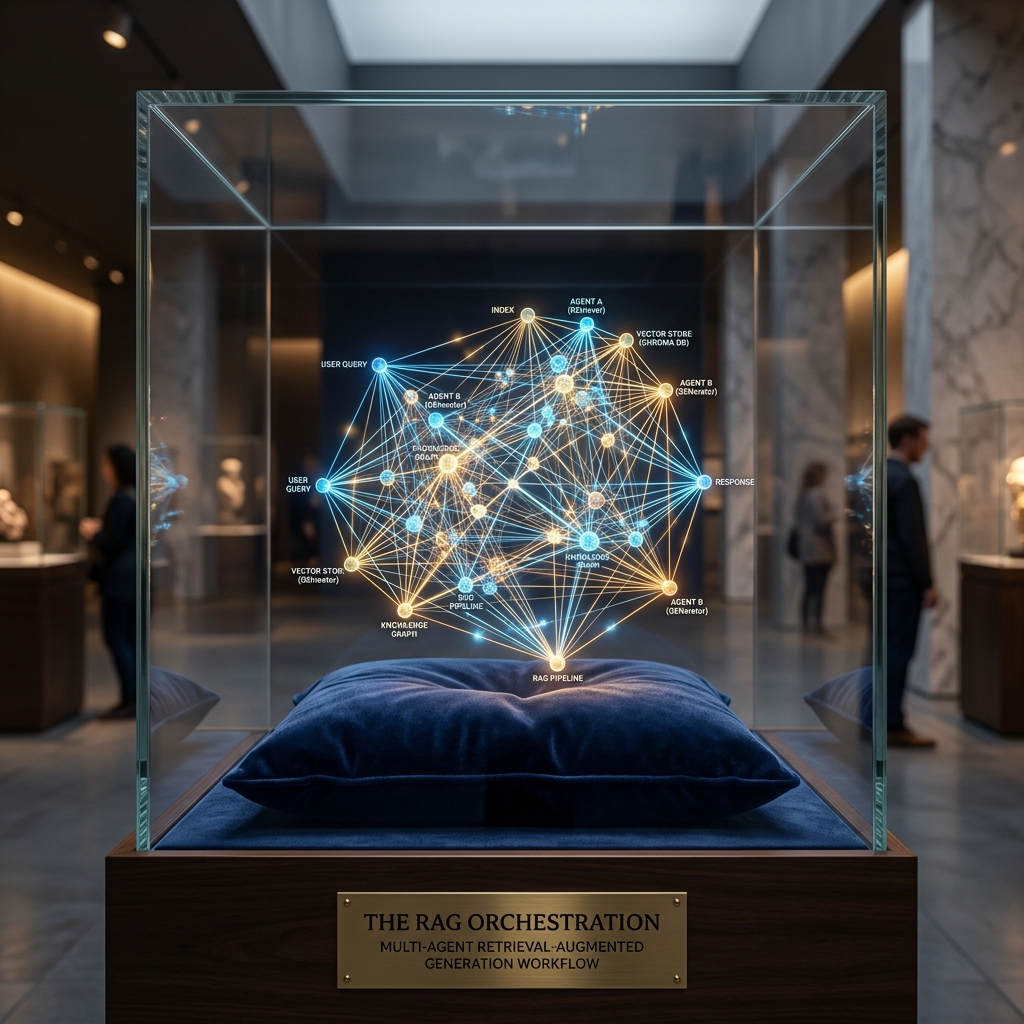 A messy desk covered in sticky notes and generic code blocks morphing into a clean, highly structured digital portfolio interface glowing with functional AI pipelines